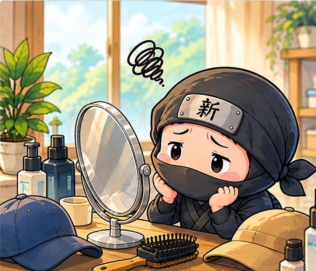髪型について悩んだ体験を表す新のイラスト